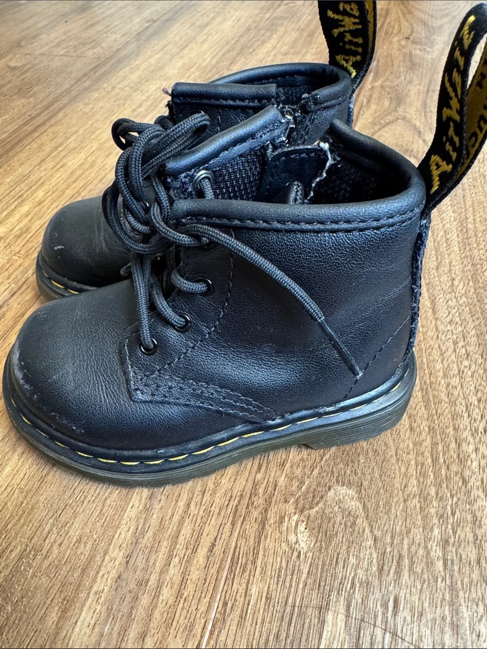 Dr Martens Soft T Leather Lace Up Boots Black Booties  Size 5 Toddler